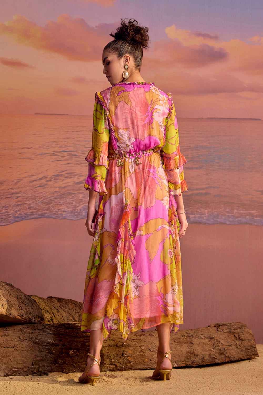 BOHO-CHIC - Dresses - Dresses & Jumpsuits - Ruffled Printed Midi Dress - Printed - This collection showcases modern women's inherent femininity and strength, classic yet flattering, flawless and event-ready silhouette.