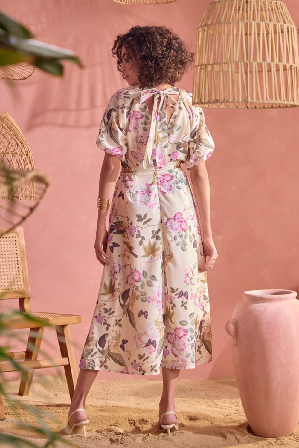 BOHO-CHIC - Dresses - Dresses & Jumpsuits - Dainty Spring Hues Midi Dress - Printed - Easy fit, feminine, and fashion-forward with puff sleeves, cutout detailing at the waistline, an open back, and an invisible zipper at the center back.